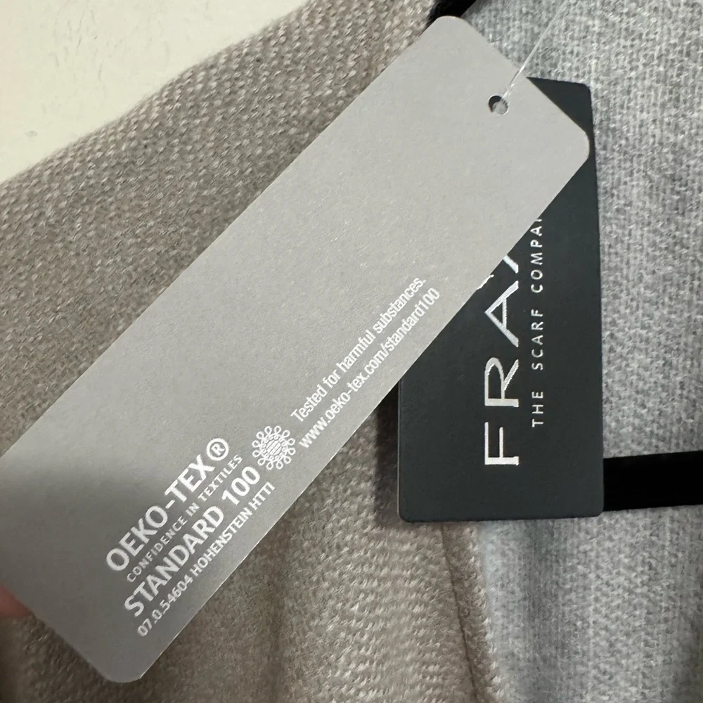 Fraas NWT Gray and Tan Fringed Shawl